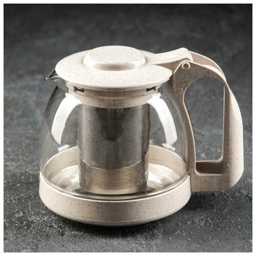 Чайник стеклянный заварочный Джони 700 мл с металлическим ситом цвет бежевый 1441₽