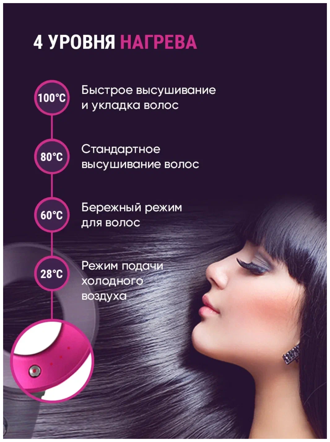 Фен для волос/ Фен/ Профессиональный фен / Фен Magic Hair/Фен Super Hair Dryer - фотография № 10