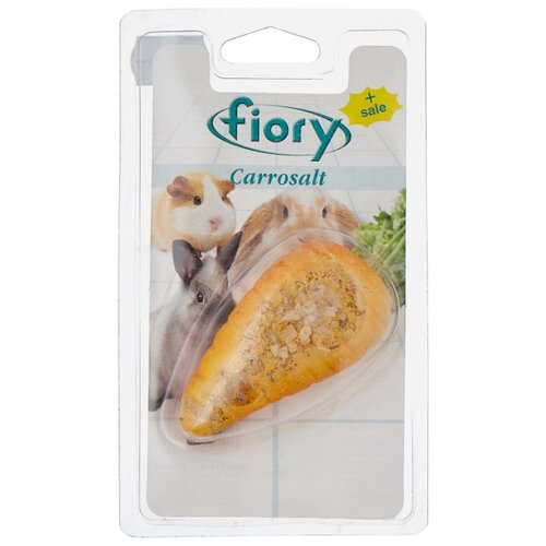 Лакомство для кроликов Fiory Carrosalt с солью в форме морковки, 65 г