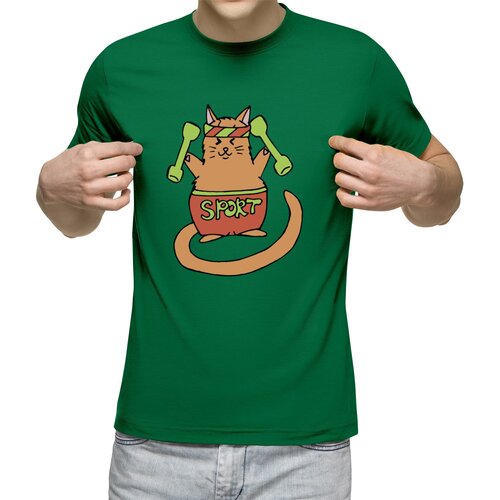 фото Мужская футболка «спортивный рыжий кот» (2xl, красный) us basic