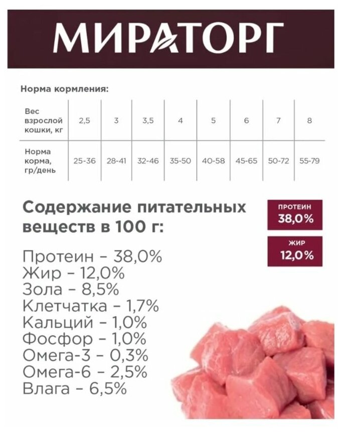 Сухой корм Мираторг EXTRA MEAT 5шт х 400гр с нежной телятиной для кастрированных котов и стерилизованных кошек. - фотография № 6