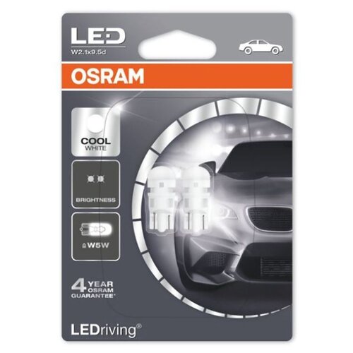 фото Лампа автомобильная светодиодная Osram COOL WHITE W5W 2880CW-02B 12V 1W 2 шт.