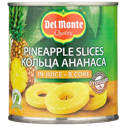 фото Консервированные ананасы Del Monte кольца в соке, жестяная банка 435 г