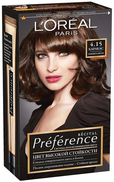 Краска для волос L'OREAL Preference 270мл 4.15 Каракас глубокий каштан