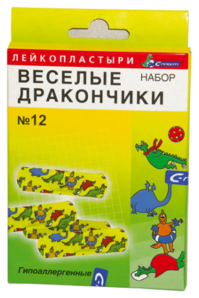 С-Пласт "Веселые дракончики" набор лейкопластырей 19х72 см 12 шт.