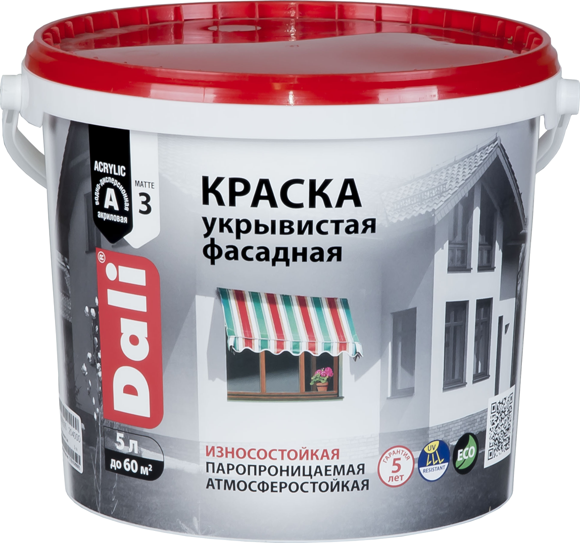 Краска фасадная укрывистая DALI (белый (96%) / 5л.)