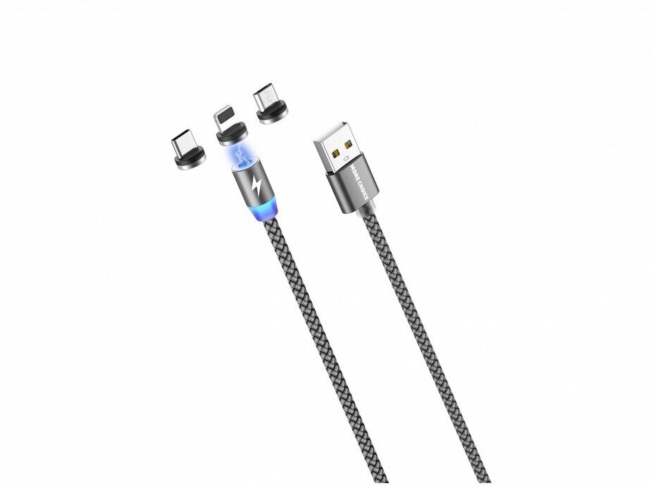 Кабель More choice K61Sm 1м Dark Grey Smart USB 3.0A для micro USB Magnetic серый - фото №3