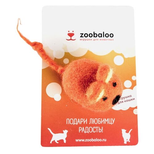 Мышь  для кошек   Zoobaloo Шерстяная мышь Эмма 6 см,  серый