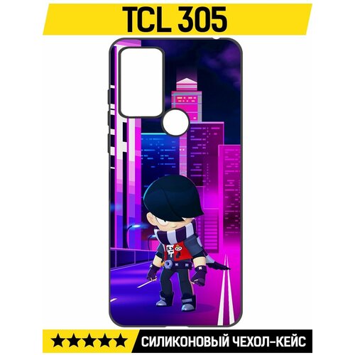 Чехол-накладка Krutoff Soft Case Brawl Stars - Эдгар для TCL 305 черный чехол накладка krutoff soft case brawl stars эдгар для wiko t10 черный