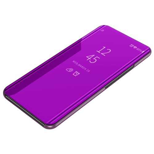 фото Чехол-книжка mypads для xiaomi redmi 5 с дизайном clear view cover с полупрозрачной пластиковой крышкой с зеркальной поверхностью фиолетовый