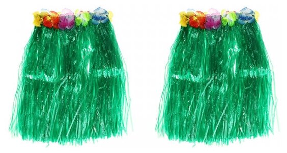 Гавайская юбка, цвет зеленый 40 см (Набор 2 шт.)