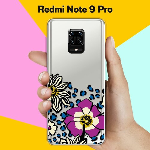 Силиконовый чехол Цветы с узором на Xiaomi Redmi Note 9 Pro