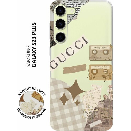 Силиконовый чехол на Samsung Galaxy S23+, Самсунг С23 Плюс с 3D принтом GUCCI Stickers прозрачный силиконовый чехол на samsung galaxy s23 самсунг с23 плюс с 3d принтом beatles stickers прозрачный