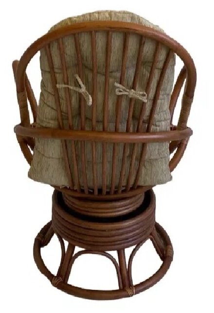 Крутящееся кресло из натурального ротанга 05/01 с подушкой, цвет миндаль матовый - фотография № 3