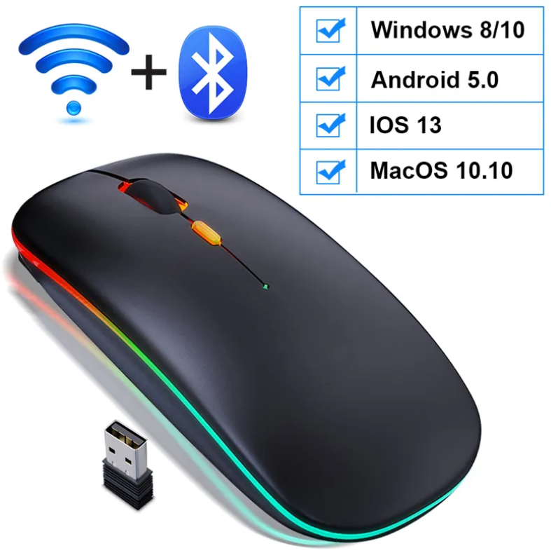 Мышь Игровая мышь беспроводная мышь игровая мышь компьютерная RGB подсветка USB bluetooth тихий перезаряжаемый 4 кнопки