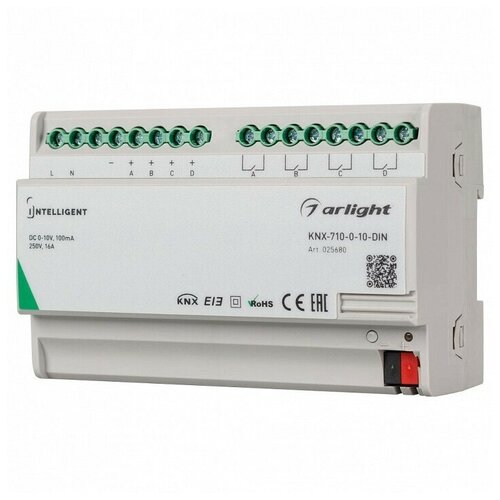 INTELLIGENT ARLIGHT Конвертер KNX-710-0-10-DIN (230V, 4x0/1-10, 4x16A) (INTELLIGENT ARLIGHT, Пластик) intelligent arlight диммер knx 204 dim din 12 48v 8x0 35 4x0 7 2x1a intelligent arlight пластик