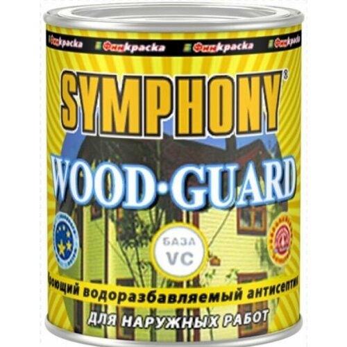 Краска кроющая для деревянных фасадная, Symphony Wood Guard колерованная. symphony краска для дерева с антисептиком symphony wood guard 9 л ral 9005