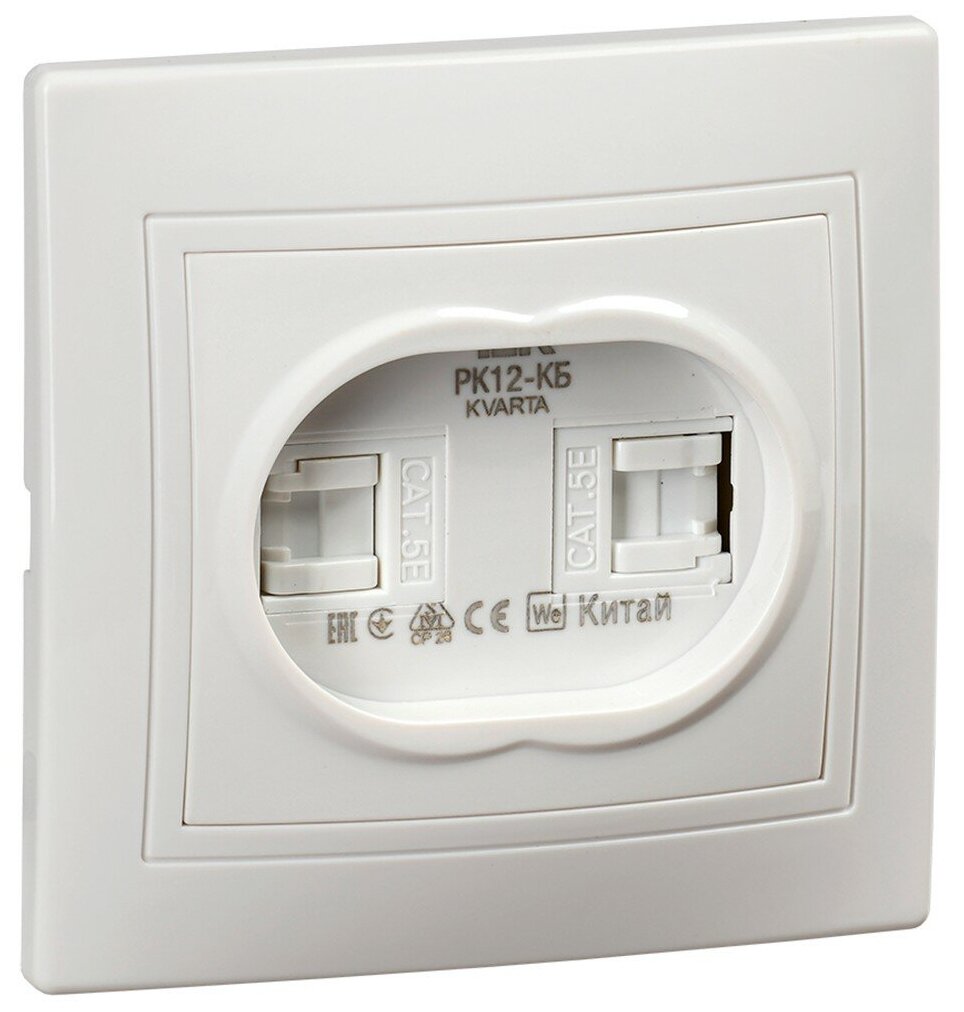 фото Розетка компьютерная встраиваемая 2xRJ45 IEK Kvarta, IP20, белая