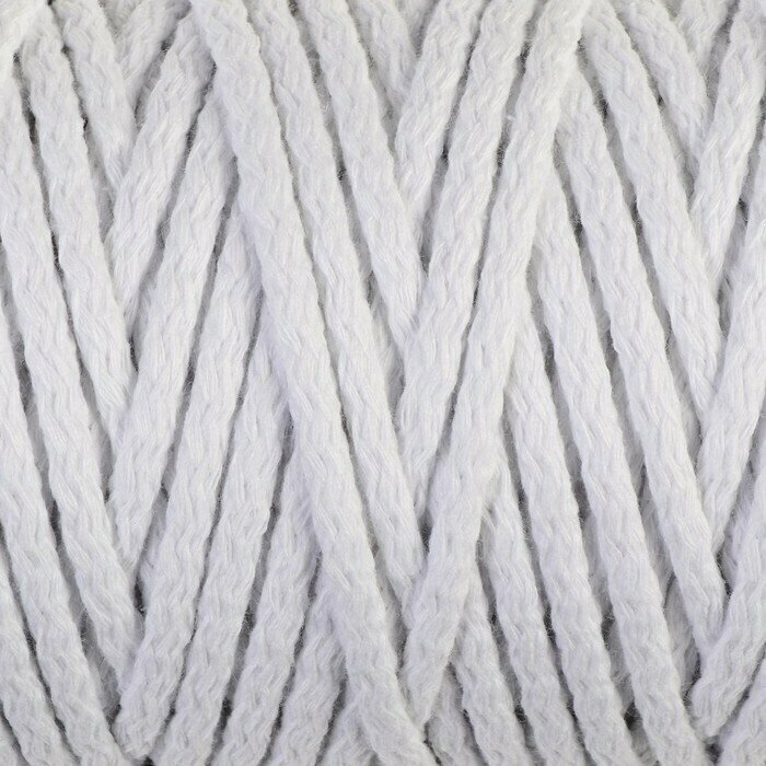 Шнур для вязания "Пухлый" 100процентов хлопок ширина 5мм 100м (белый)