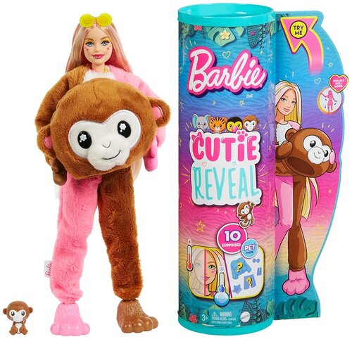 Кукла Барби Barbie Cutie Reveal Милашка с сюрпризами серия Джунгли HKR01