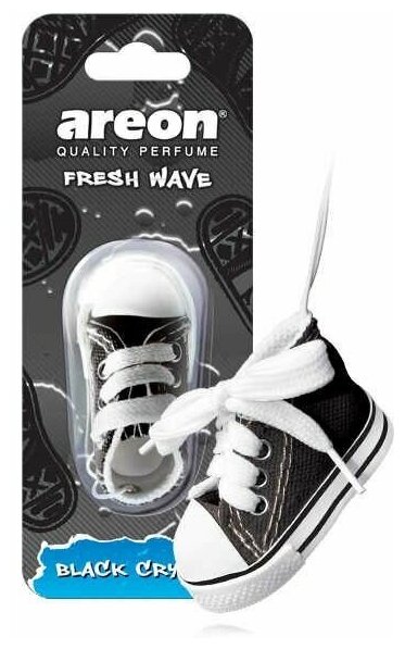 Освежитель воздуха "AREON" FRESH WAVE" Black Crystal/Черный Кристалл, подвесной в форме кеда 704-KED-901
