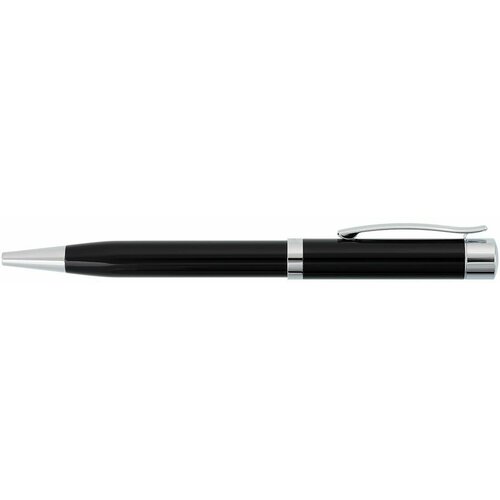 Ручка в футляре механическая (поворотная) Melville 1,0мм металлический черно-серебристый корпус синяя (картонная упаковка) (25475)