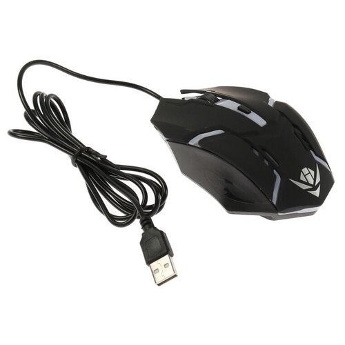 Мышь Nakatomi MOG-03U Gaming, игровая, проводная, 4 кнопки, подсветка, 1600 dpi, USB, чёрная мышь mog 03u gaming игровая проводная 4 кнопки подсветка 1600 dpi usb