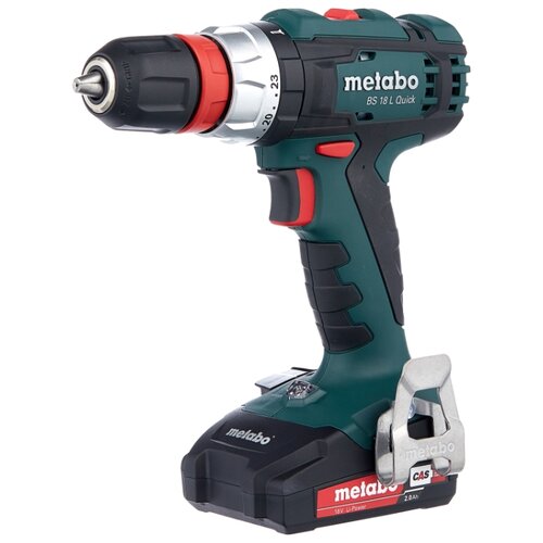 фото Аккумуляторная дрель-шуруповерт Metabo BS 18 L Quick 2.0Ач х2 кейс 50 Н·м зеленый/черный