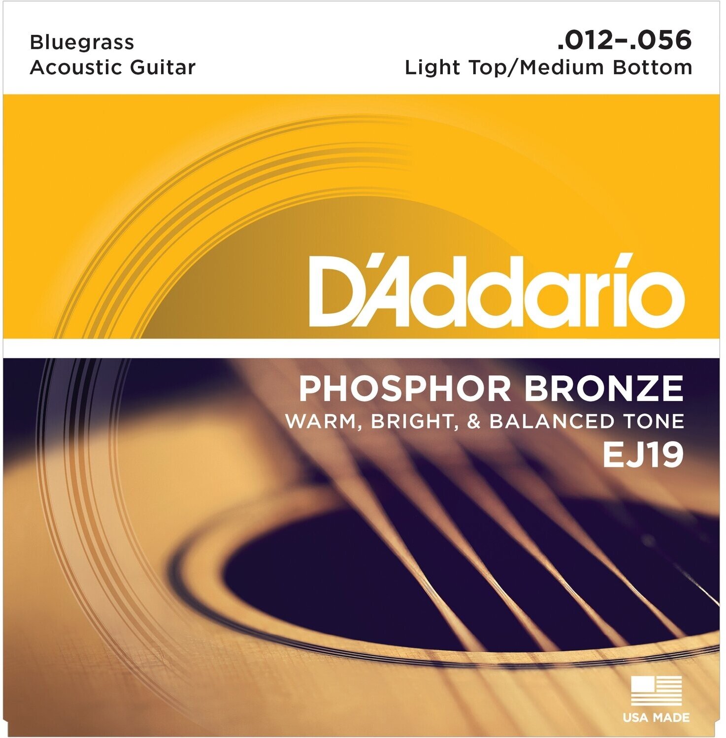 D'Addario EJ19 струны для ак. гитары фосфор/бронза, bluegrass, 12-56