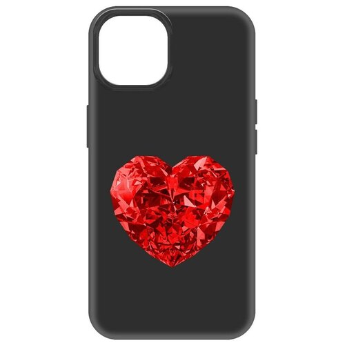 Чехол-накладка Krutoff Soft Case Рубиновое сердце для iPhone 14 черный чехол накладка krutoff soft case рубиновое сердце для vivo y35 черный