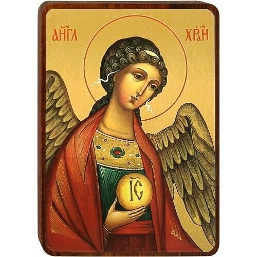 Икона на деревянной основе Святой Ангел Хранитель (9*7*1 см). икона ангел хранитель размер 6 х 9 см