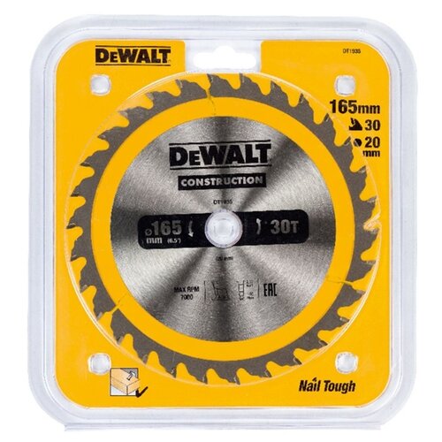Пильный диск DeWALT Construction DT1935-QZ 165х20 мм пильный диск dewalt construction dt1957 qz 250х30 мм