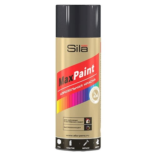 Эмаль аэрозольная черный глянцевый Sila Rад9005 520мл Sila Home Max Paint