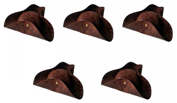 Шляпа пирата треуголка "Джек Воробей" пиратская (Набор 5 шт.)