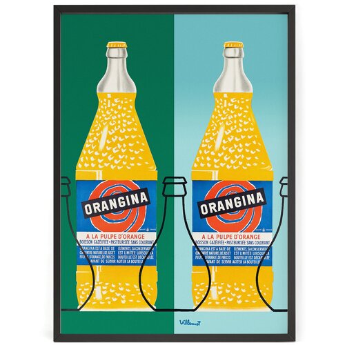 Рекламный плакат на кухню газированного напитка Оранжина (Orangina) 1966 года 70 x 50 см в тубусе