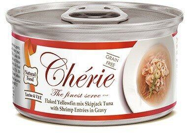 Pettric Cherie Flaked Yellowfin Mix влажный корм для кошек с тунцом и креветкой в подливе - 80 г х 24 шт