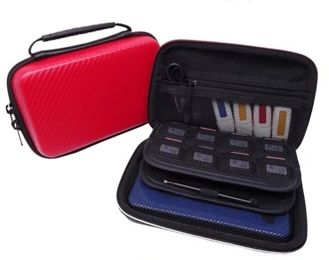 Чехол сумка для Nintendo 3DS, 3DS XL, 3DS XL NEW для консоли и аксессуаров (карбон красный)