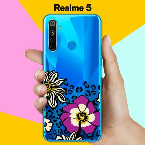 Силиконовый чехол на realme 5 Цветы / для Реалми 5 дизайнерский вертикальный чехол книжка для реалми 5 realme 5 цветы