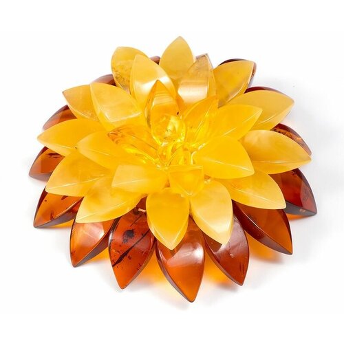 Брошь Amberprofi, янтарь, оранжевый, желтый брошь lalique нержавеющая сталь янтарь желтый оранжевый