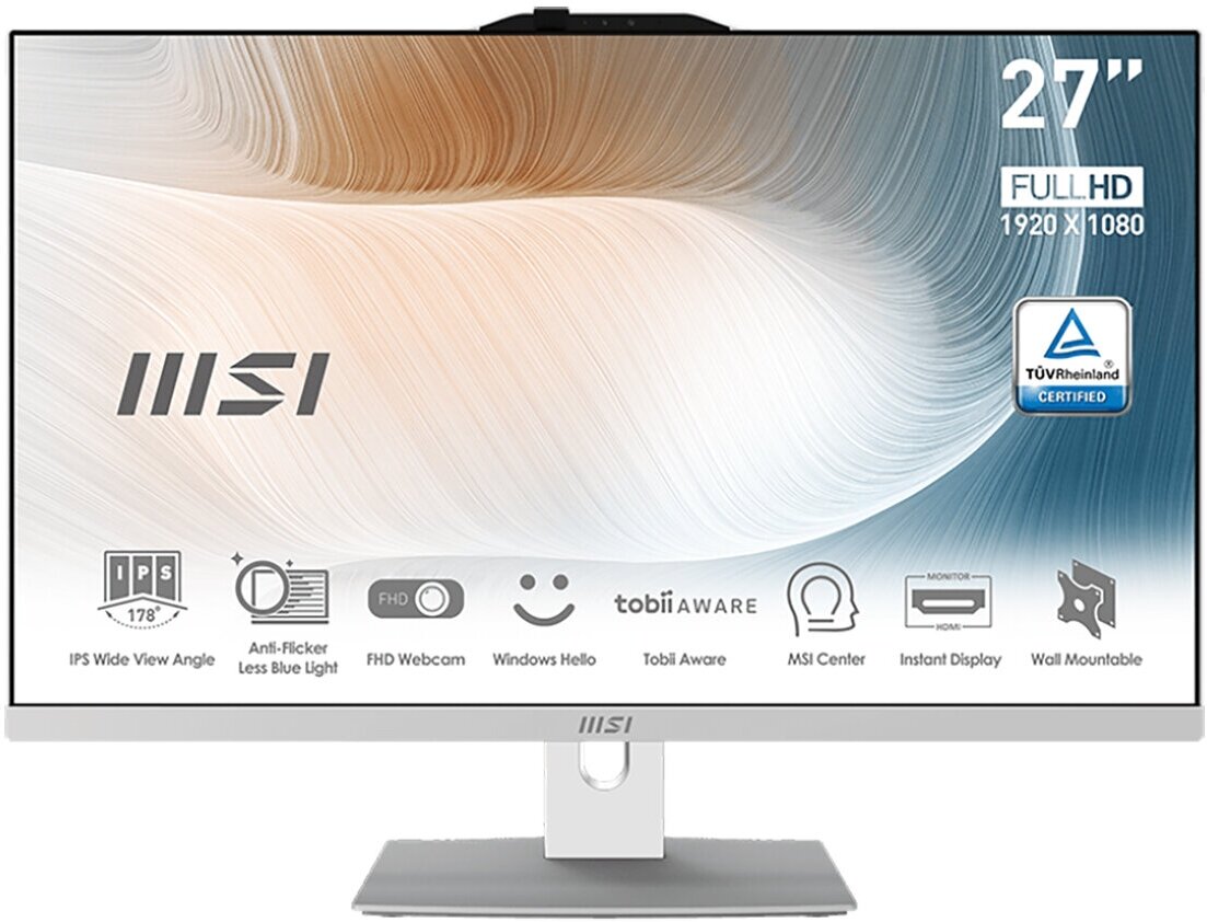 Моноблок AIO MSI Modern AM272P 12M-256XRU 9S6-AF8212-256 (27", Core i7 1260P, 16 ГБ/ SSD 512 ГБ, Iris Xe Graphics eligible) Белый