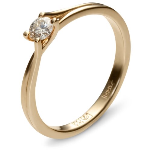 фото Эстет кольцо с 1 бриллиантом из жёлтого золота 750 пробы 01к642976, размер 17