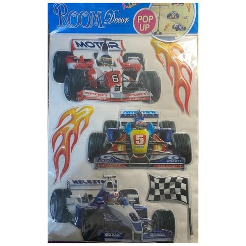 Наклейка 3D с изображением гоночных автомобилей