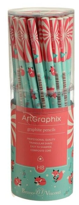 Карандаш чернографитный ArtGraphix Zefir Lollipop "Лисички", НВ, пластиковый корпус