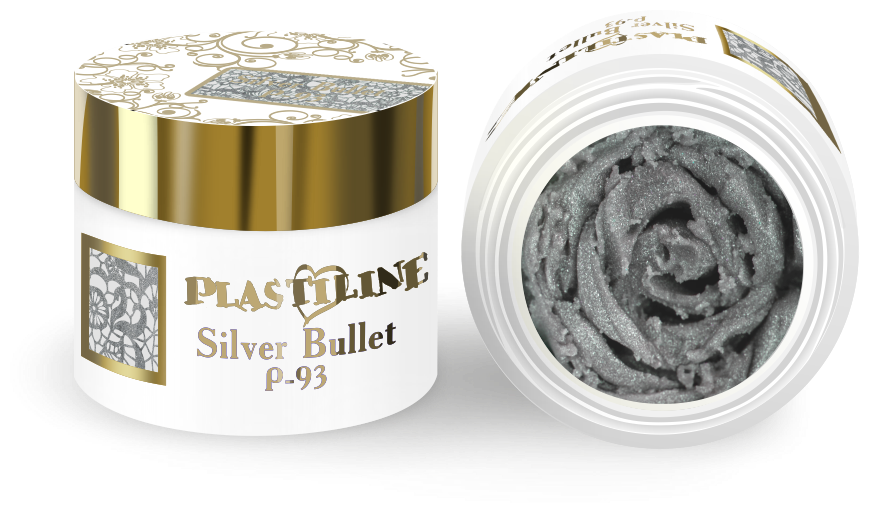 Гель-пластилин для лепки на ногтях, гель для дизайна, цвет тёмно-серебряный P-93 Silver Bullet, 5 мл.