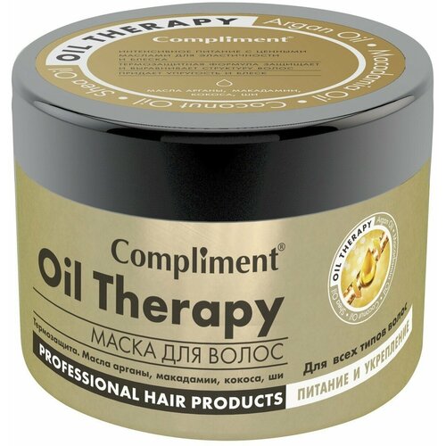 маска для волос compliment oil therapy питание и укрепление для всех типов волос 500 мл Маска для волос Compliment Oil Therapy Питание, и Укрепление с маслом арганы для всех типов, 500 мл