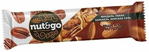 Nut&Go, батончик с миндалём, пеканом, карамелью, морской солью 36 г * 5 шт - фотография № 3