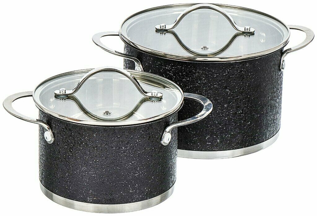 Набор посуды нержавеющая сталь, 4 предмета, кастрюли 2.1, 3.9 л, Daniks, Денвер, GS-01337RBY-4PC - фотография № 1