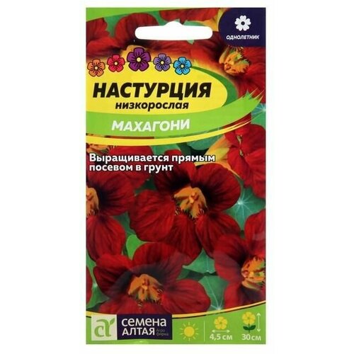 Семена цветов Настурция Махагони, низкорослая 1 г 4 упаковки семена настурция низкорослая 2