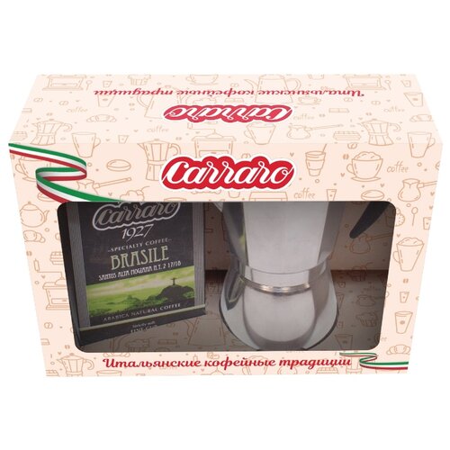 фото Набор подарочный Carraro (Кофе молотый Carraro Brasile + Кофеварка Italco SOFT)