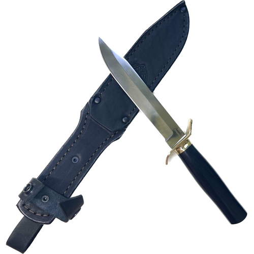 Нож разведчика НР-40 из кованой стали 95x18 ( Россия ), гарда и основание из латуни, рукоять граб
